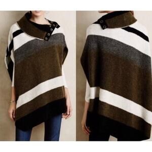 Anthropologie Tabitha Womens Wool Poncho Sz Med Sweater Lagenlook Boxy Casual